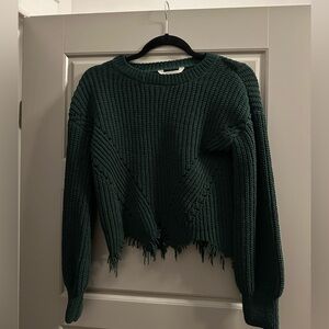 Cropped fringe sweater